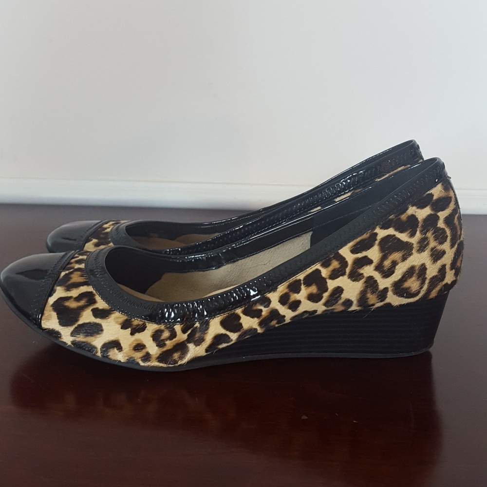 Cole Haan Leopard Print Calf Hair Elsie Wedge 9B